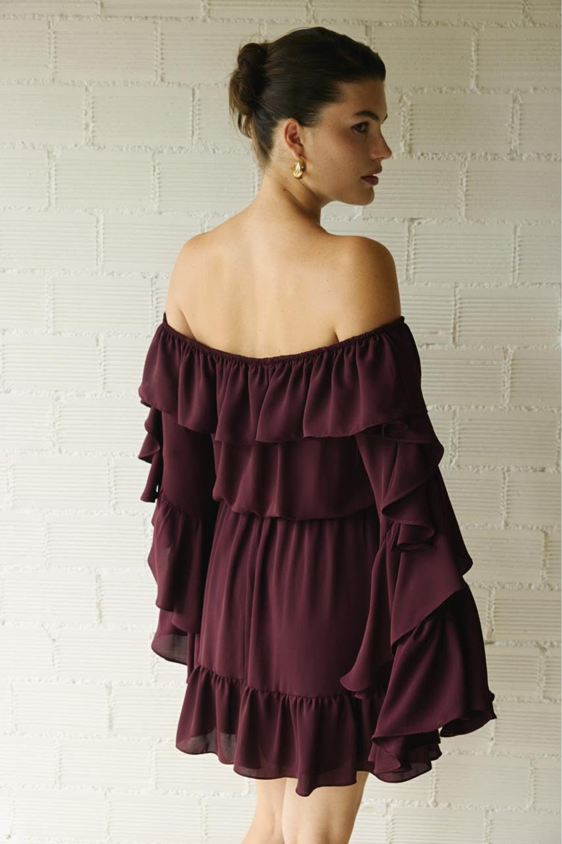 ELIZA BURGUNDY MINI DRESS