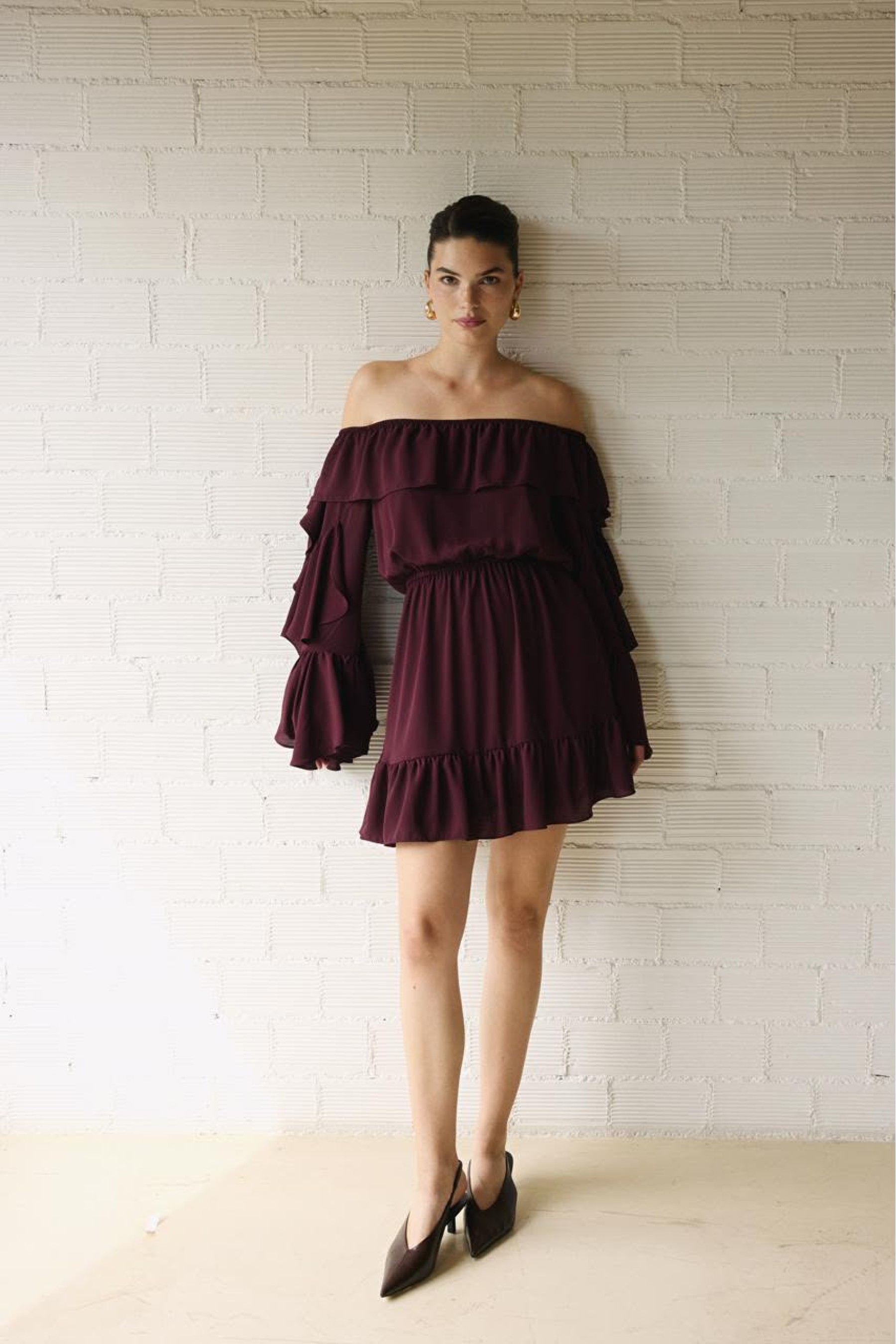 ELIZA BURGUNDY MINI DRESS