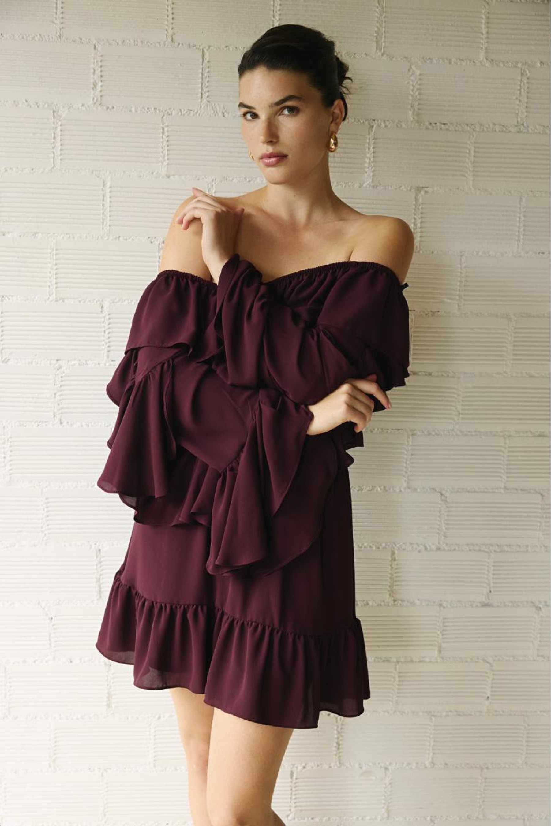 ELIZA BURGUNDY MINI DRESS