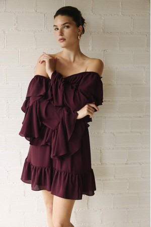 ELIZA BURGUNDY MINI DRESS