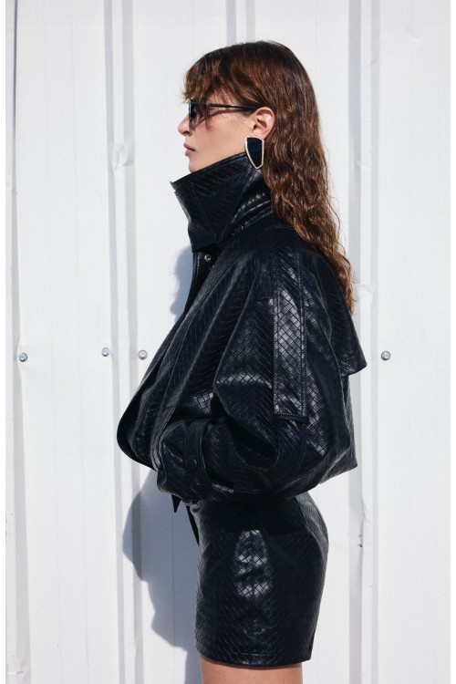 Leather Knots Jacket Black