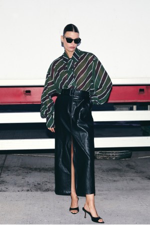 Leather Knots Midi Skirt