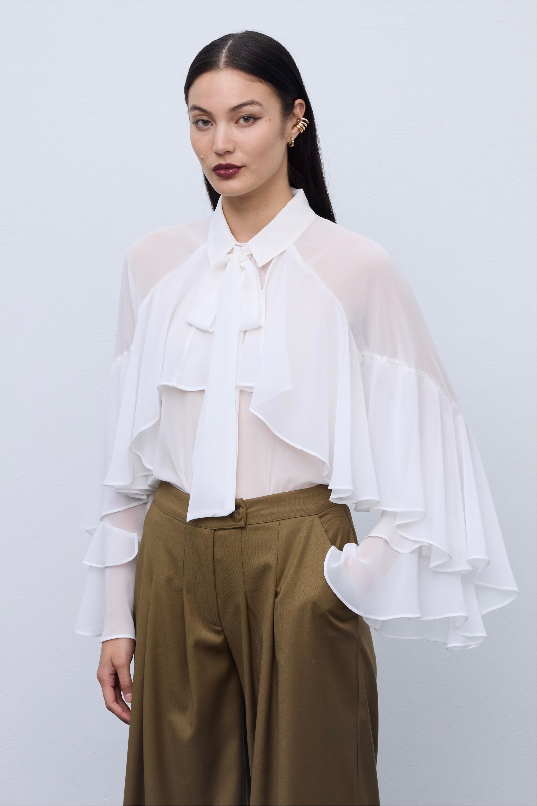 Ruffle Shirt White