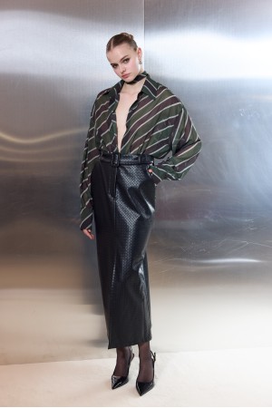 Leather Knots Midi Skirt