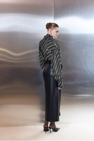 Leather Knots Midi Skirt