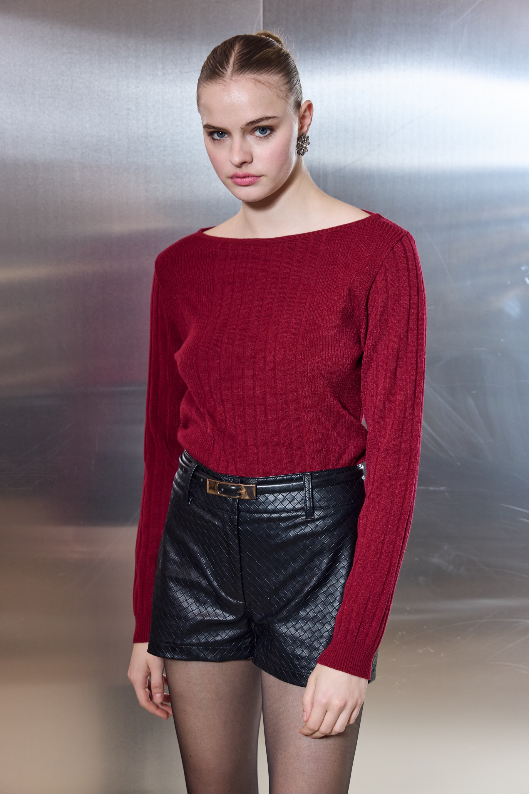 Stefani Knit Top Burgundy