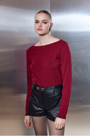 Stefani Knit Top Burgundy