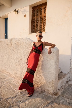 BURNT ORANGE LACE DRESS