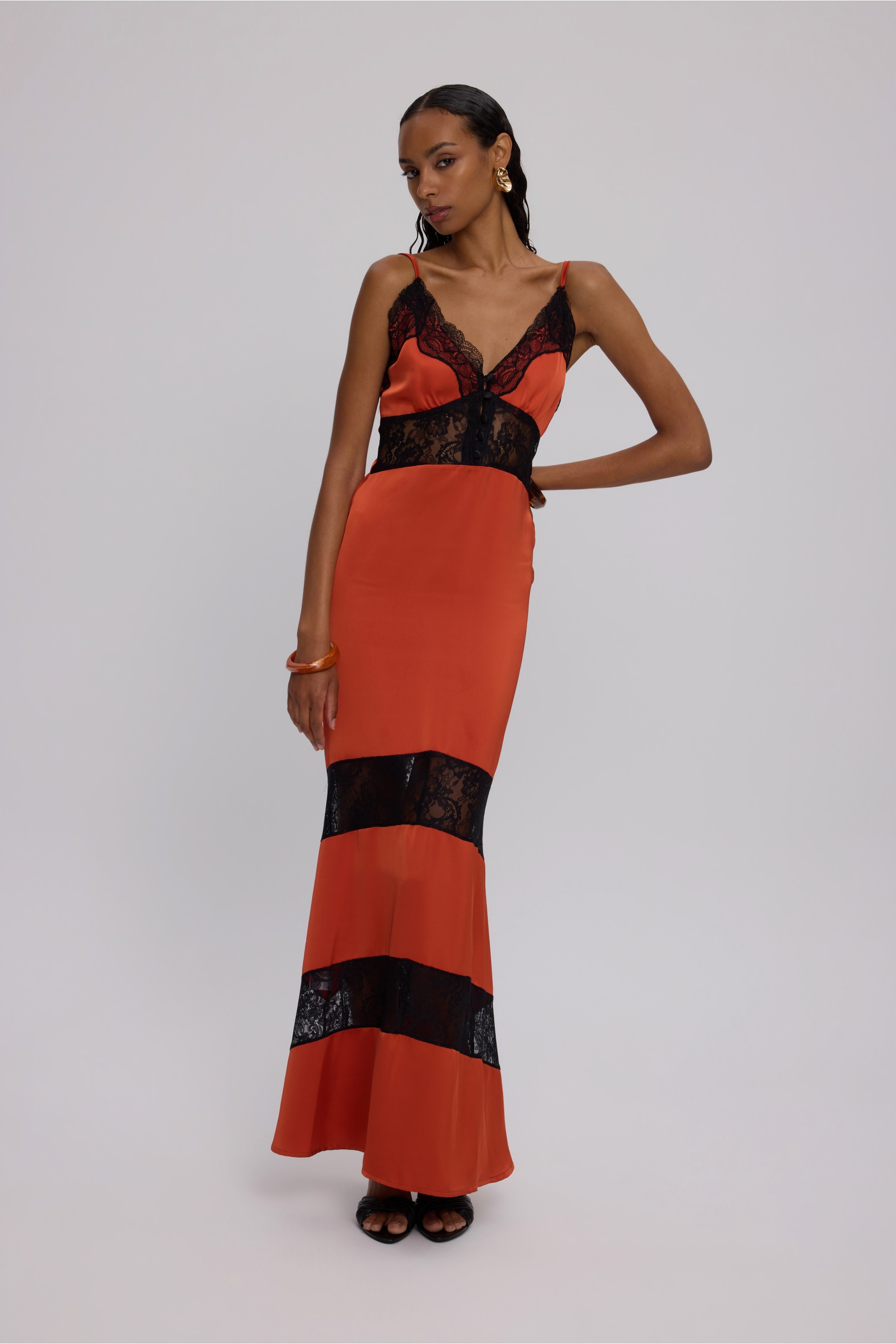 BURNT ORANGE LACE DRESS