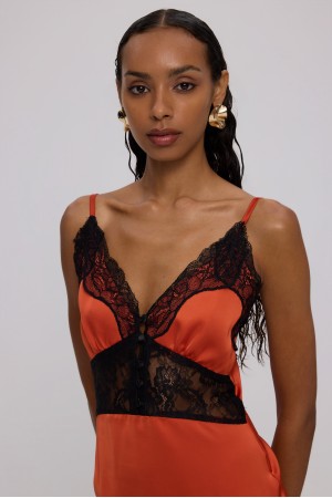 BURNT ORANGE LACE DRESS