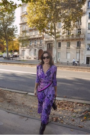 Mosaic Mauve Anthesis Midi Jersey Dress