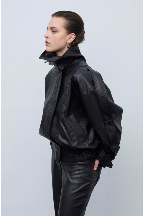 Leather Knots Jacket Black