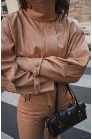 Leather Knots Jacket Camel