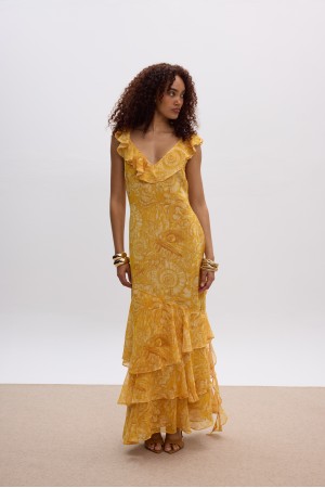 Sun Pearl Ruffle Dress