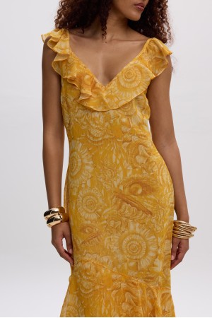 Sun Pearl Ruffle Dress