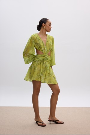 Sunny Lime Mini Cut-Out Dress