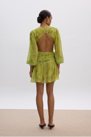 Sunny Lime Mini Cut-Out Dress