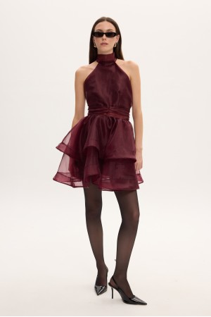 MARGOT ORGANZA DRESS BORDO