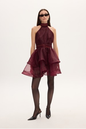 MARGOT ORGANZA DRESS BORDO