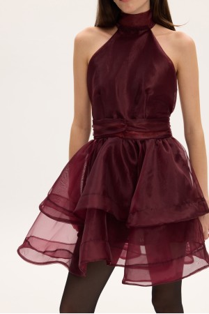 MARGOT ORGANZA DRESS BORDO