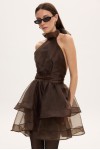 MARGOT ORGANZA DRESS BROWN