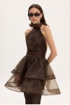 MARGOT ORGANZA DRESS BROWN