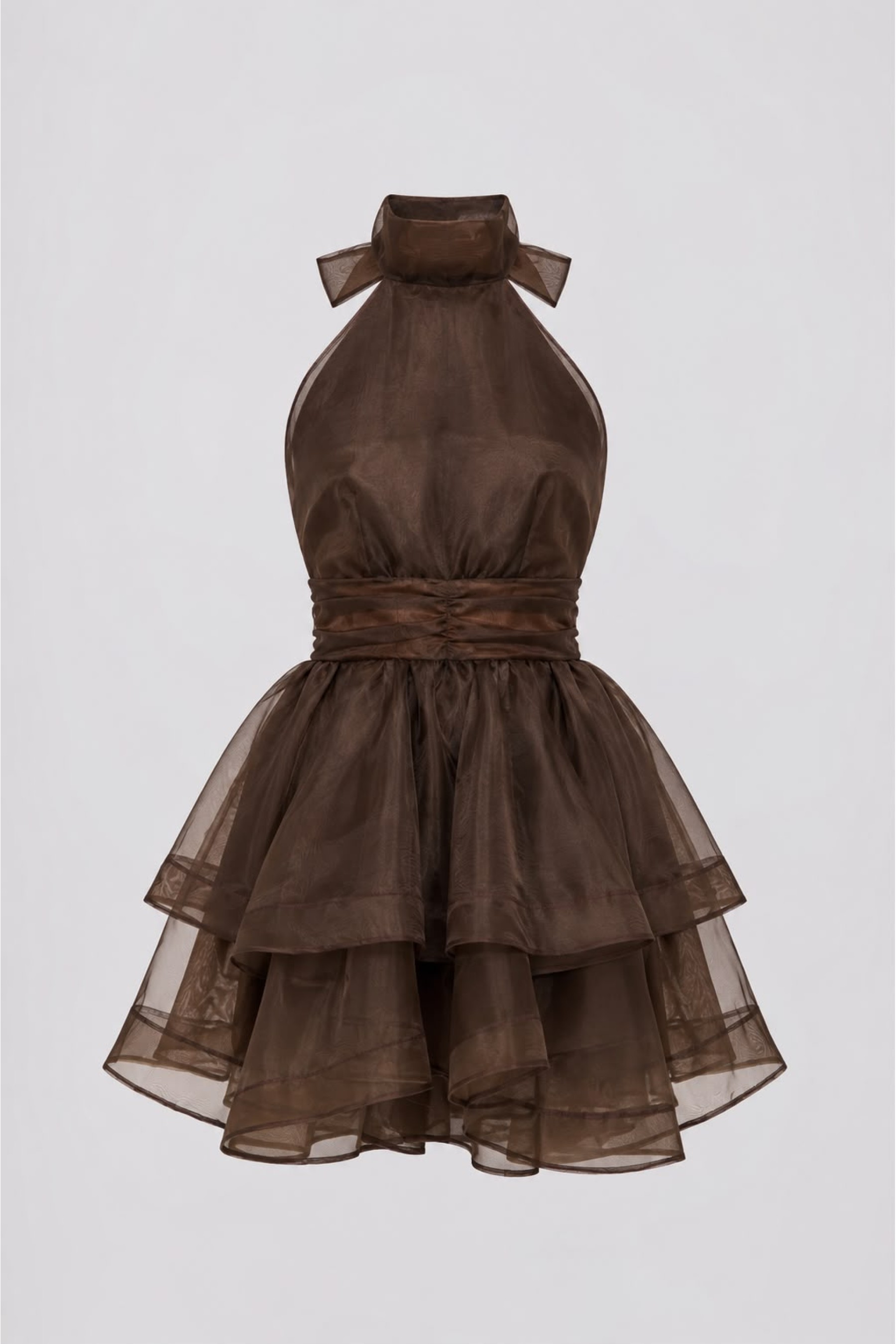 MARGOT ORGANZA DRESS BROWN