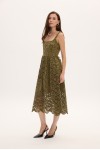 OLIVE LACE VELVET DRESS