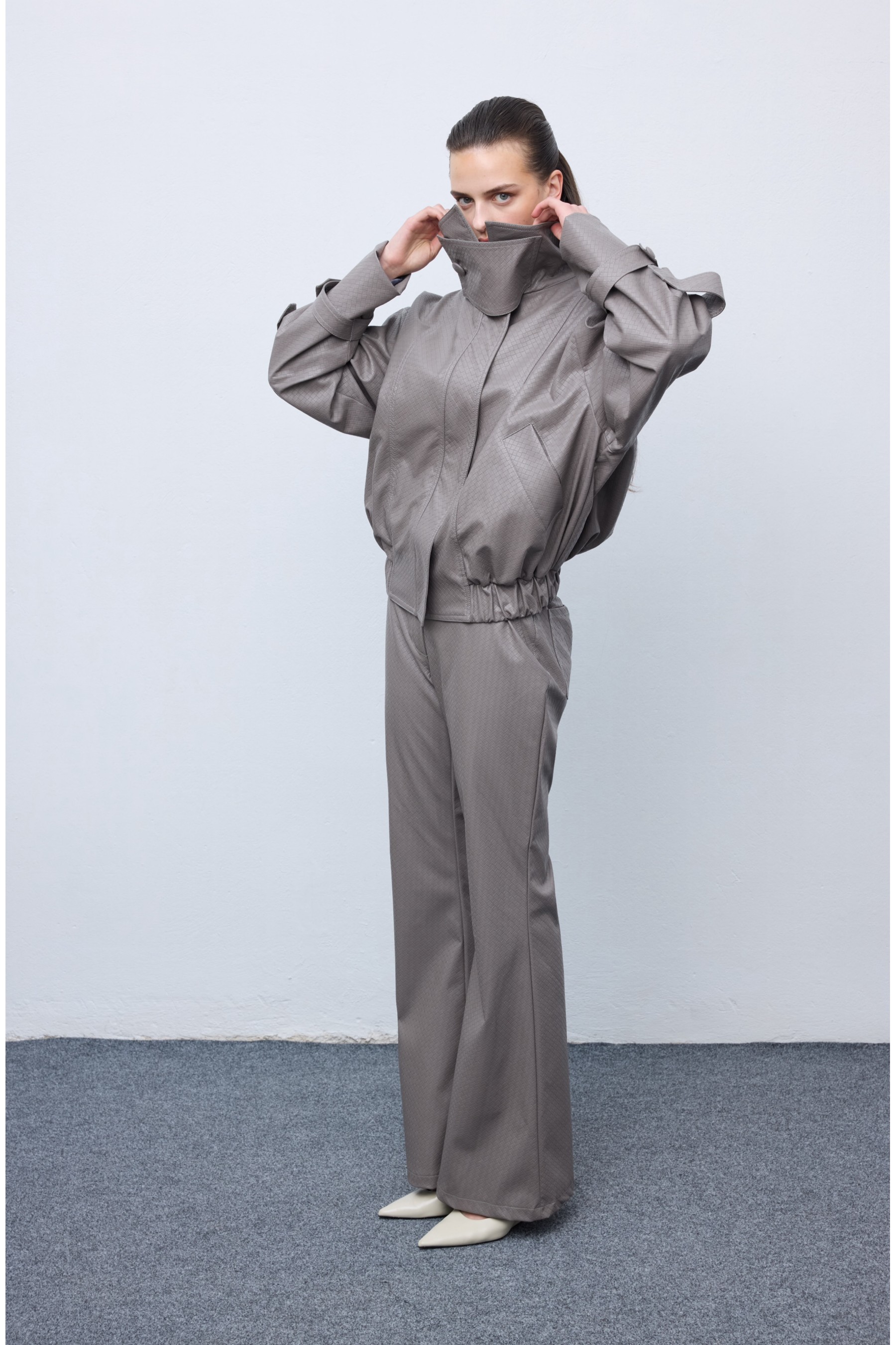 Leather Knots Pants Grey