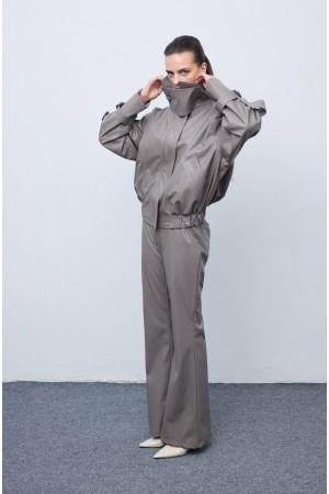 Leather Knots Pants Grey