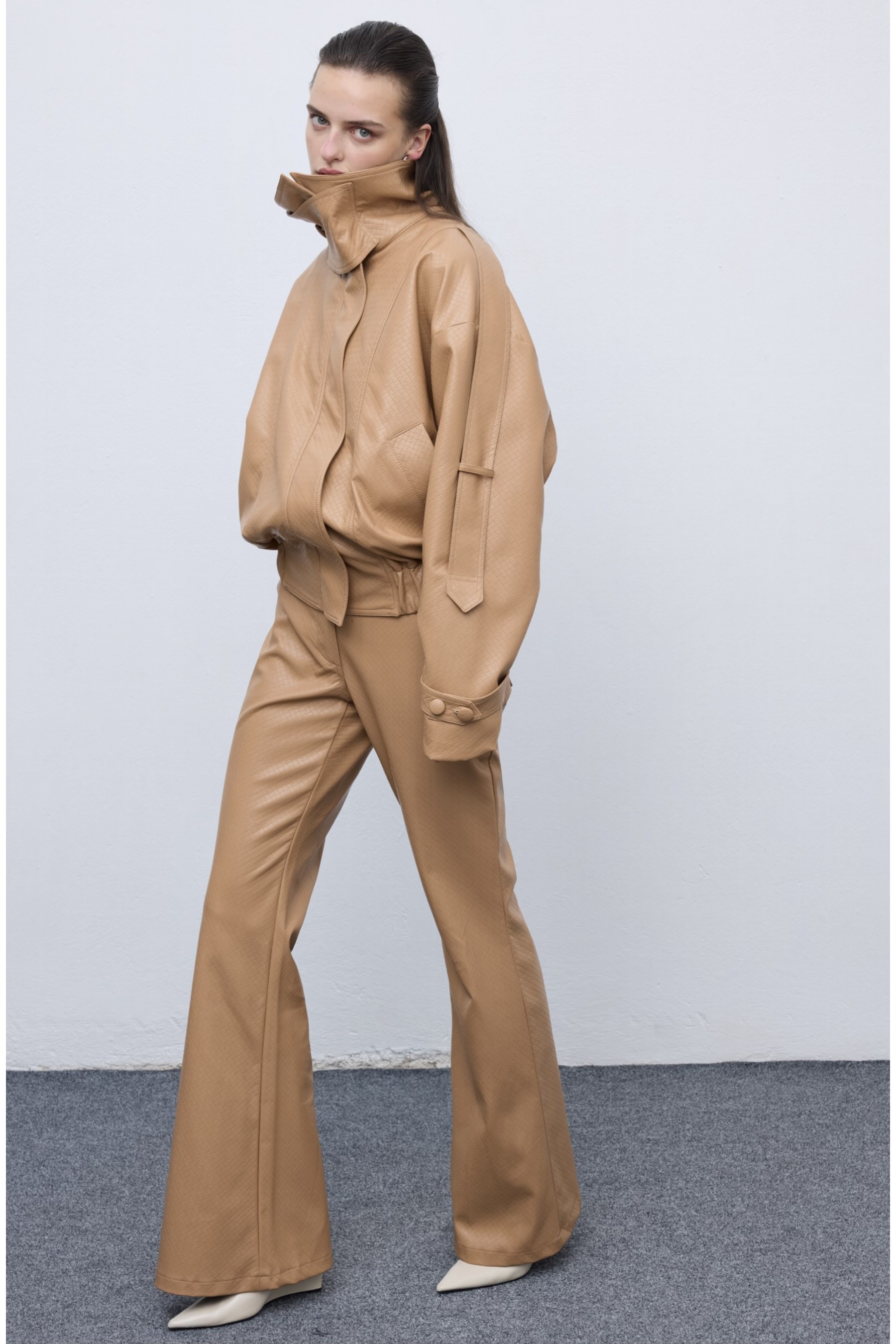 Leather Knots Pants Camel