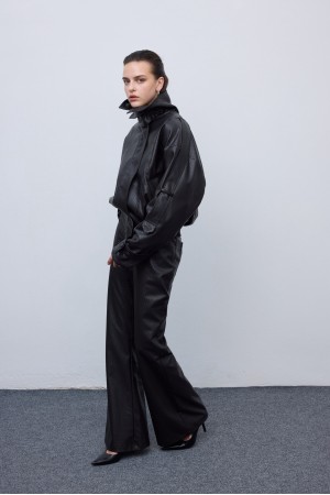 Leather Knots Pants Black