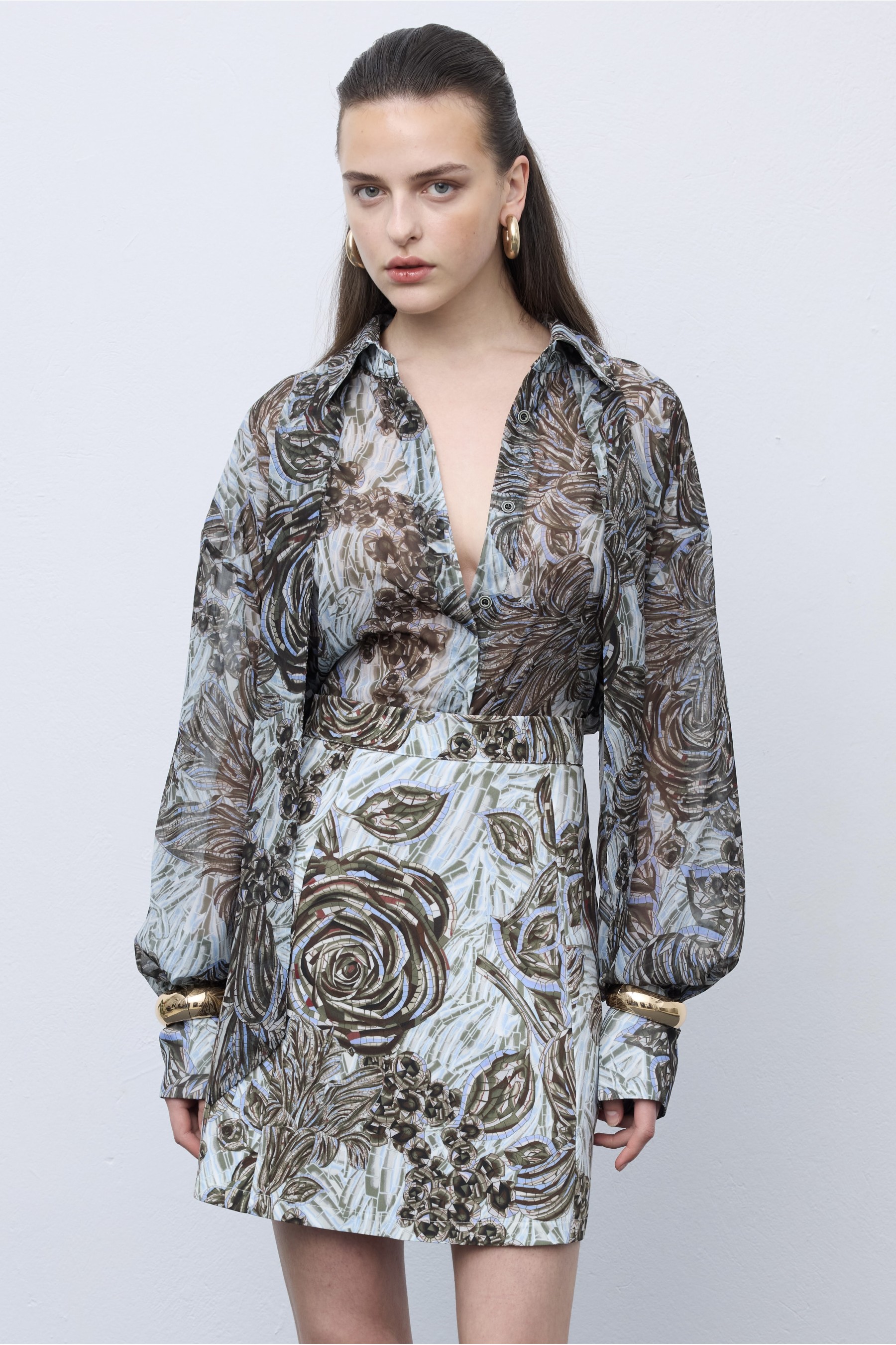 Mosaic Silver Anthesis Mini Skirt