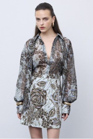 Mosaic Silver Anthesis Mini Skirt