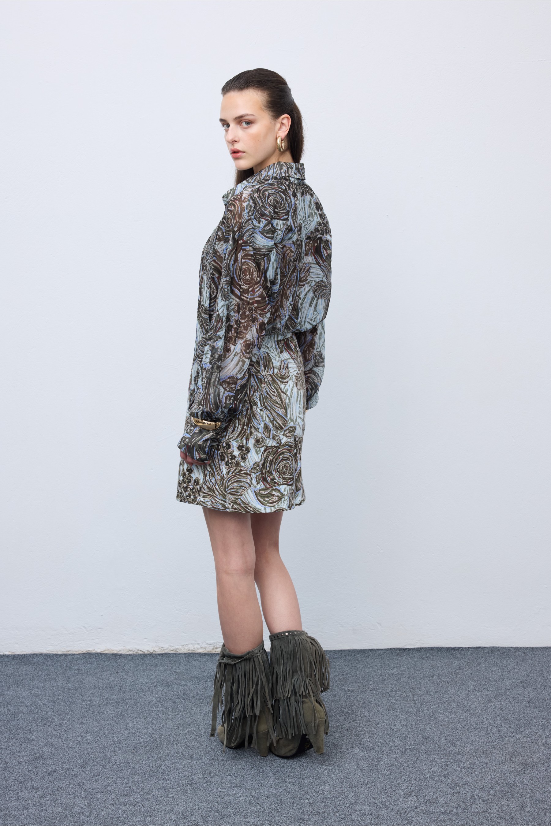 Mosaic Silver Anthesis Mini Skirt