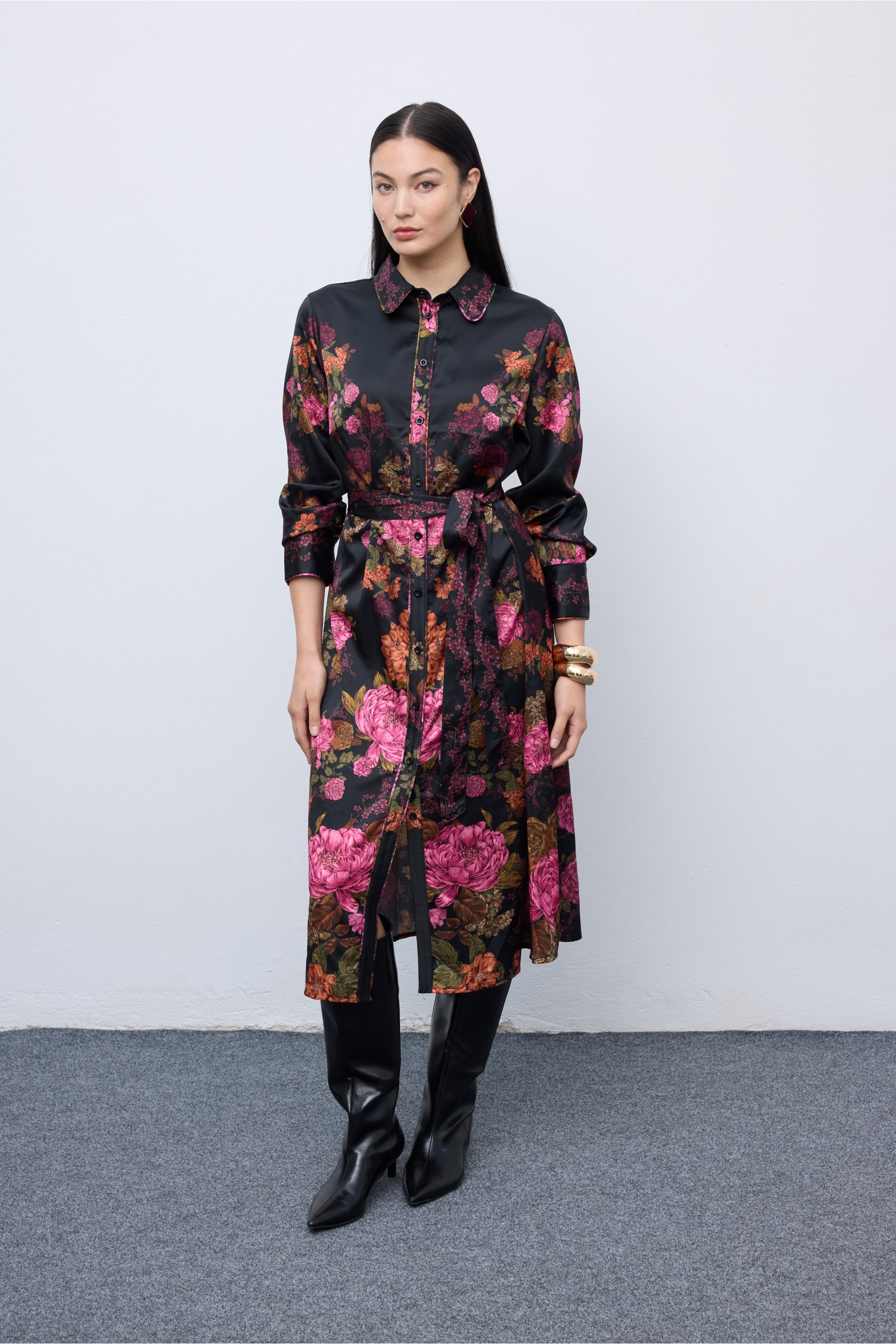 Winter Bloom Shirtdress