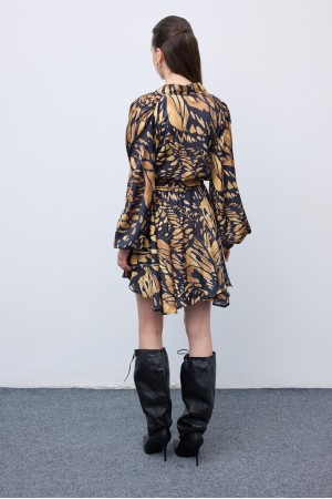 Butterfly Mosaic Wrap Mini Dress