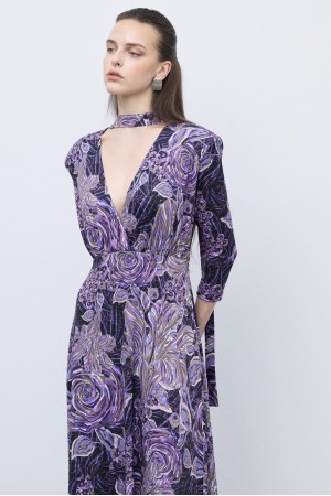 Mosaic Mauve Anthesis Midi Jersey Dress