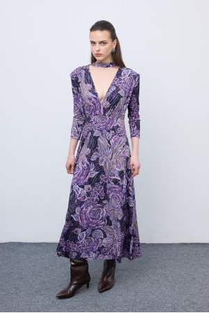 Mosaic Mauve Anthesis Midi Jersey Dress