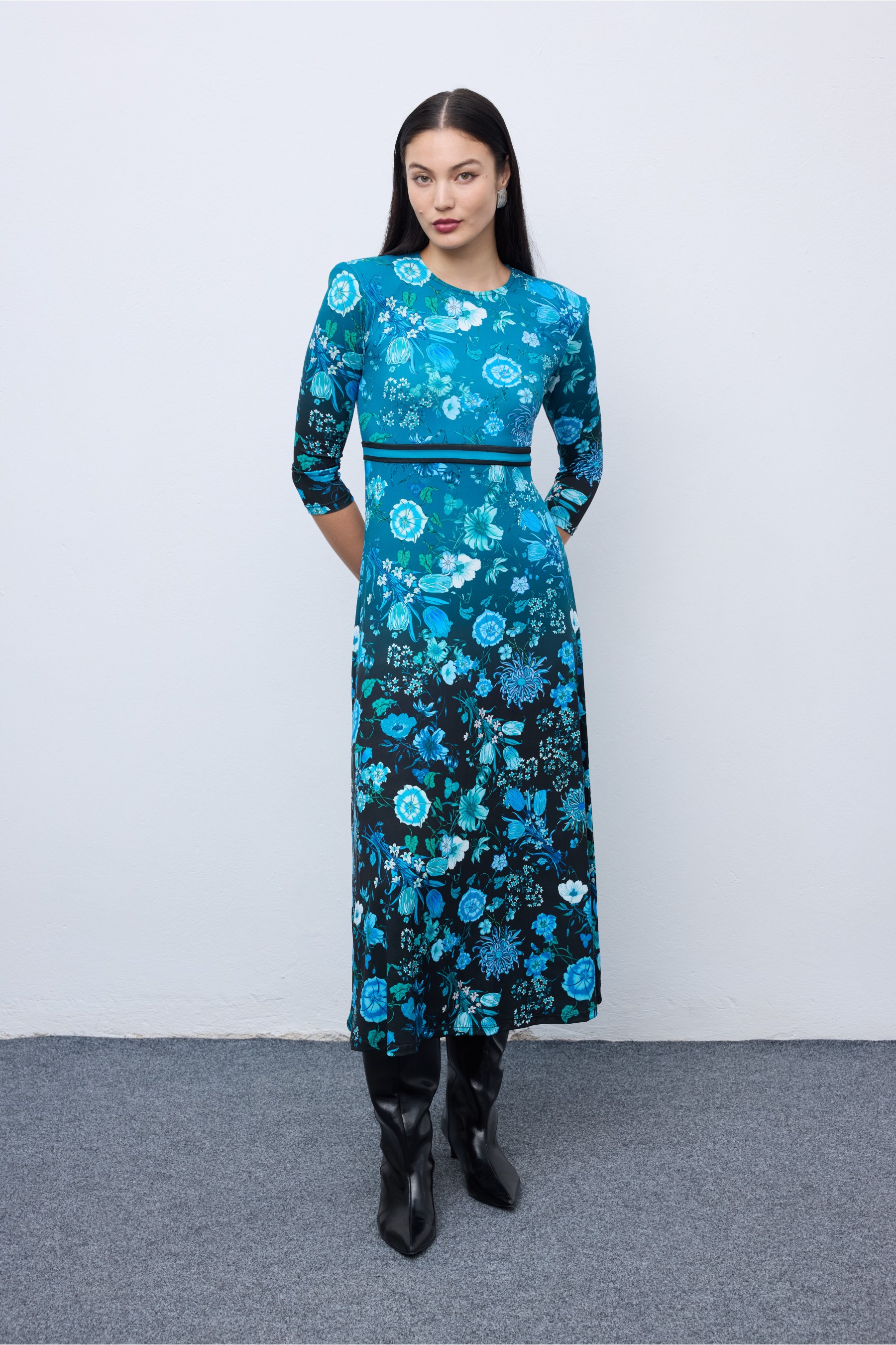 Skyfall Blossom Midi Jersey Dress