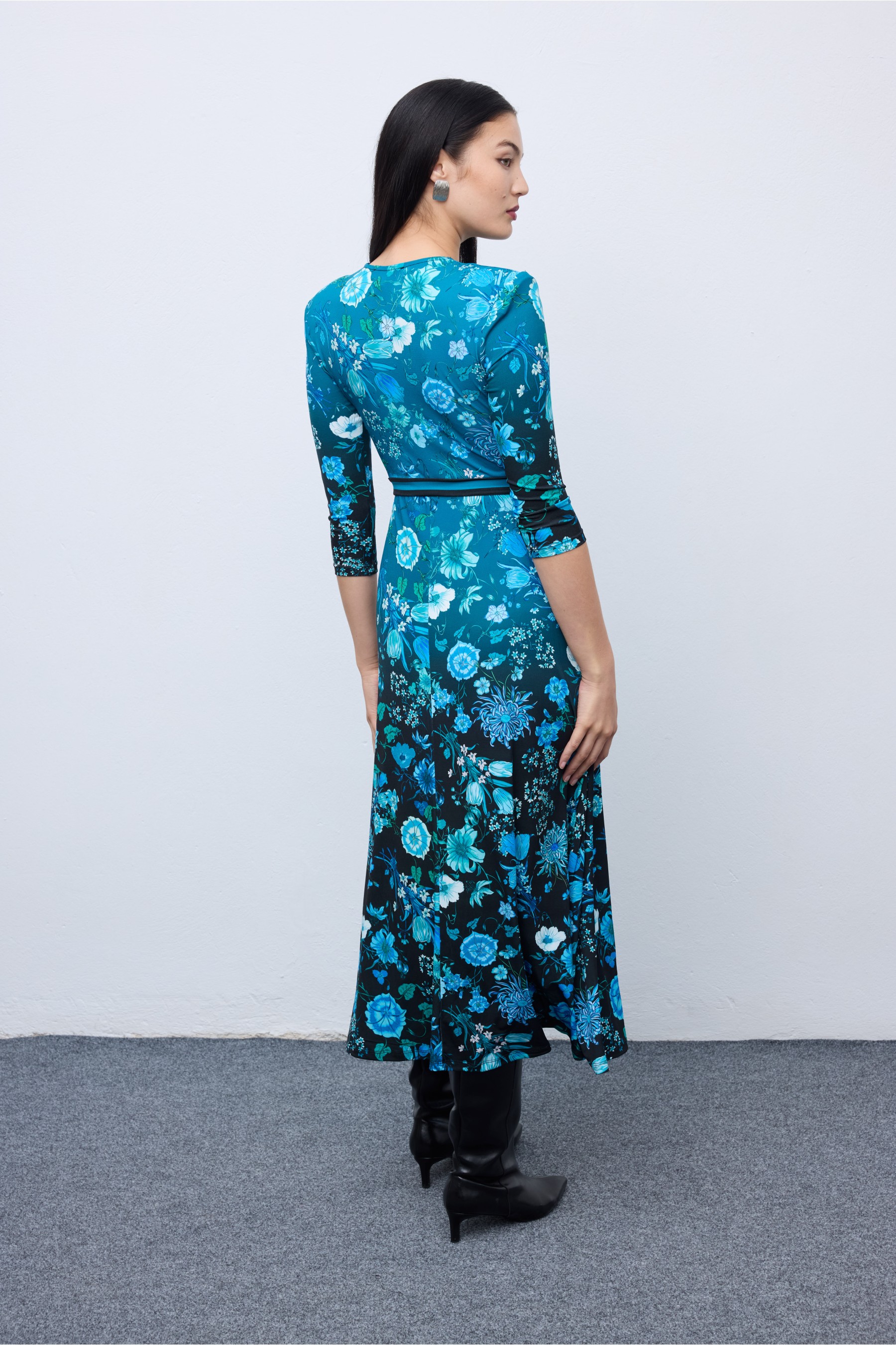 Skyfall Blossom Midi Jersey Dress