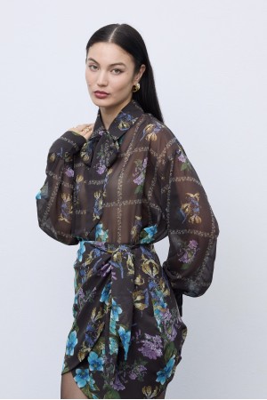 Mocha Bloom Oversized Shirt