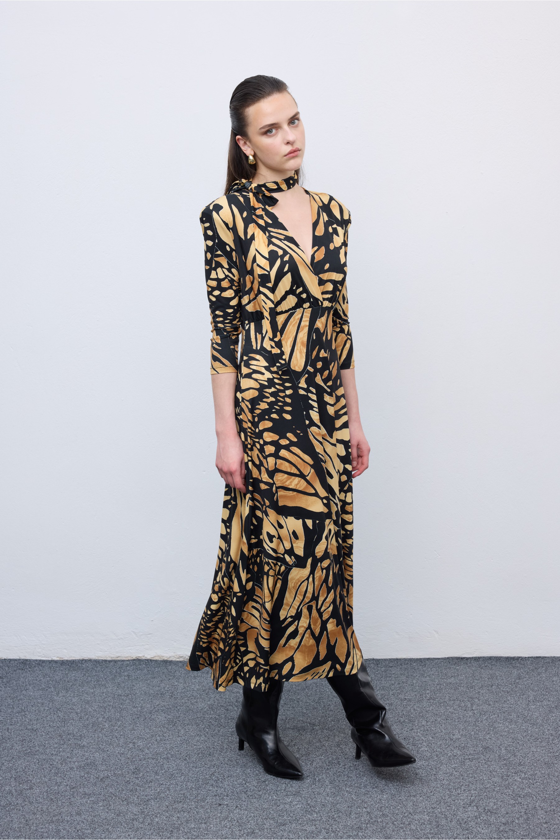 Butterfly Mosaic Jersey Midi Dress