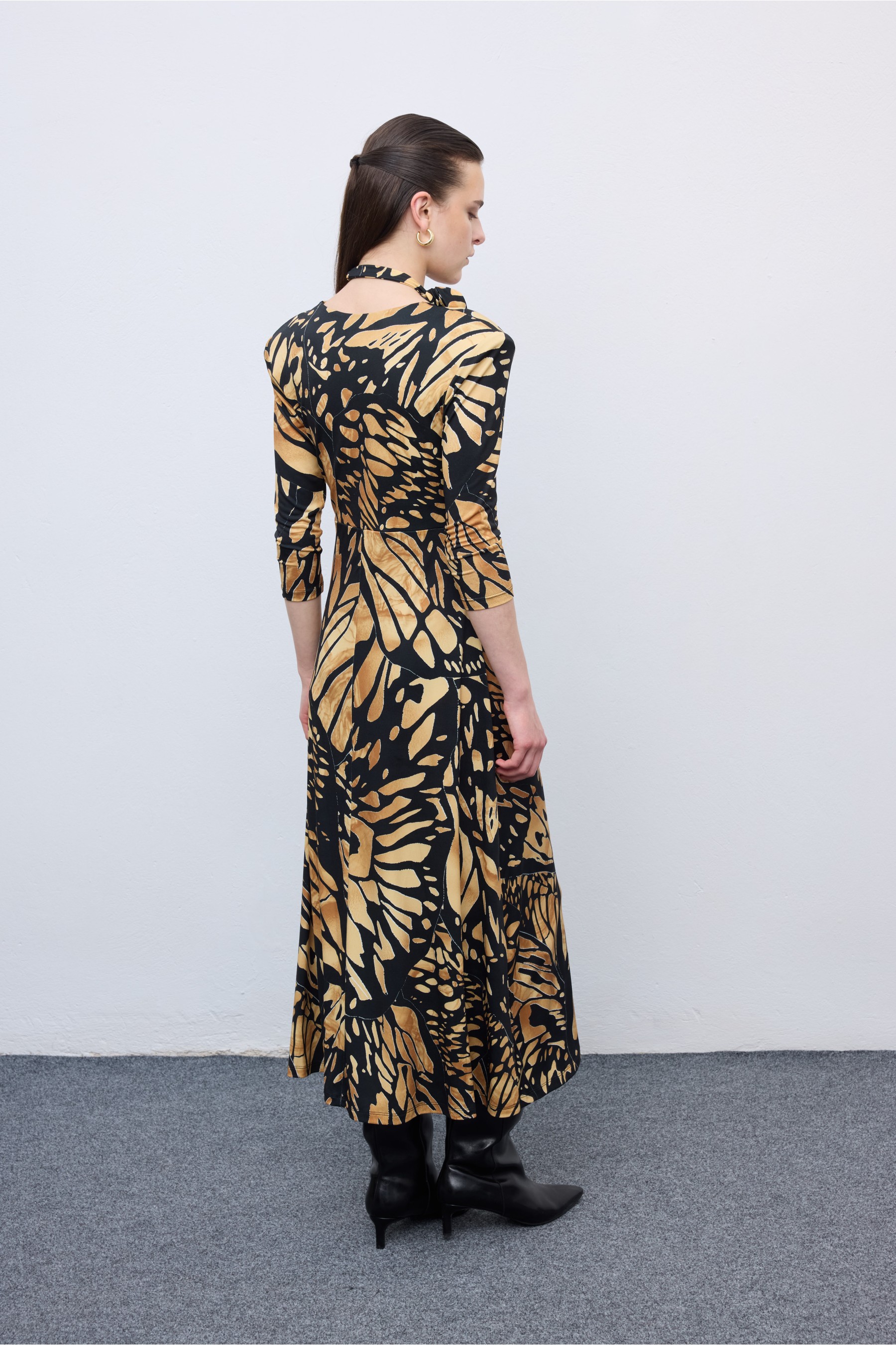 Butterfly Mosaic Jersey Midi Dress