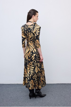 Butterfly Mosaic Jersey Midi Dress
